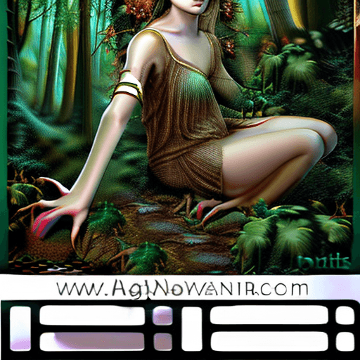 AI generated: magine a beautiful illustration of a stunning wood nymph in a lush forest,detailed face features, sh...