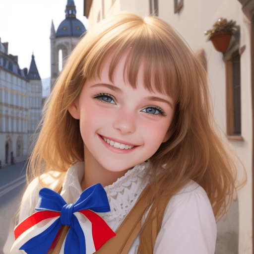 AI generated: A European girl giving a cute bright smile