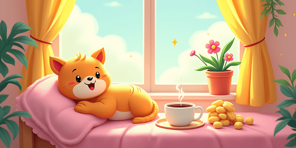 AI generated: A bright, cheerful artwork bursting with vibrant colors and playful energy. The scene features a rel...