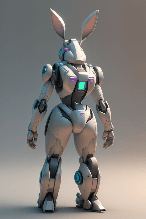 AI generated: (Bunny wearing a future mech,:1.2) pixar, pastel color, natural and realistic lighting and shading, ...