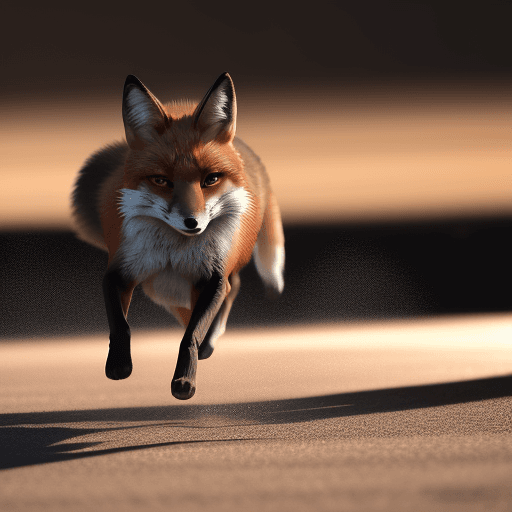 AI generated: Fox running, vanishing into a silhouette, company logo