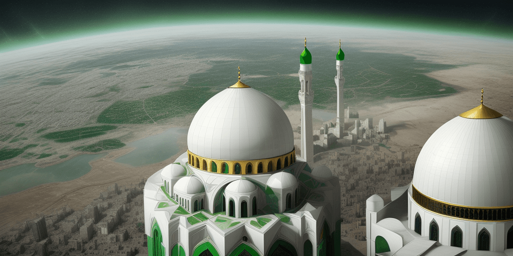 AI generated: The city of the Messenger of Allah is white and the dome is green



