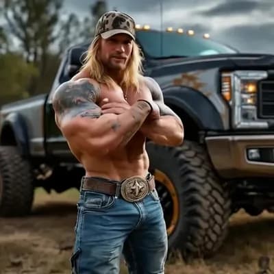 AI generated video: Leaning against truck