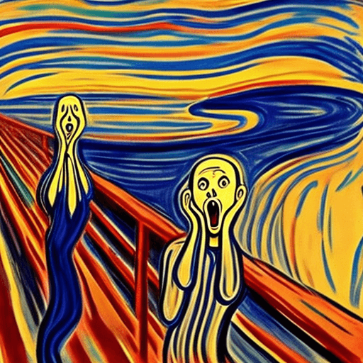 AI generated: reinterpretation of the painting the scream Edvard Munch, studio ghibli, anime art, lofi art, 8k