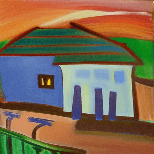 AI generated: Painting of an house in the style of edward munch

