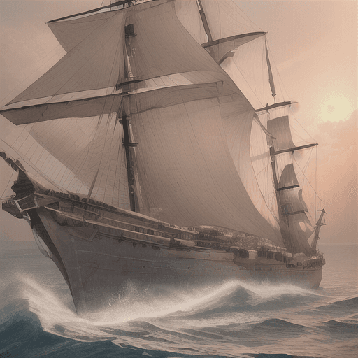 AI generated: Photo of a ultra realistic sailing ship, dramatic light, pale sunrise, cinematic lighting, battered,...