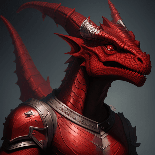 AI generated: Red Dragonborn with Silver eyes, anthro art, anthropomorphic character, character concept