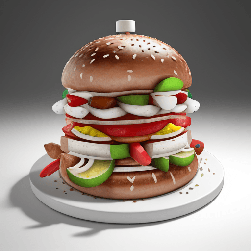 AI generated: Commercial photography, massive splash kebab, white lighting, studio light, 8k octane rendering, hig...