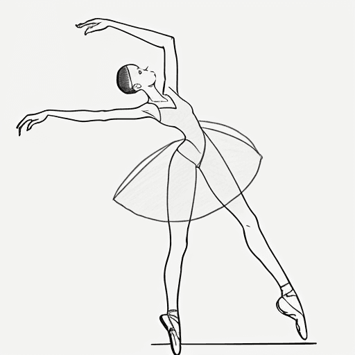 AI generated: A drawing of a ballerina in one-line drawing, figure outline only, single line, simple, in the style...