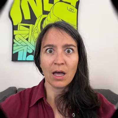 AI generated video: Dolly zoom effect on a woman, she remains the same size in the center of the frame while a dense for...