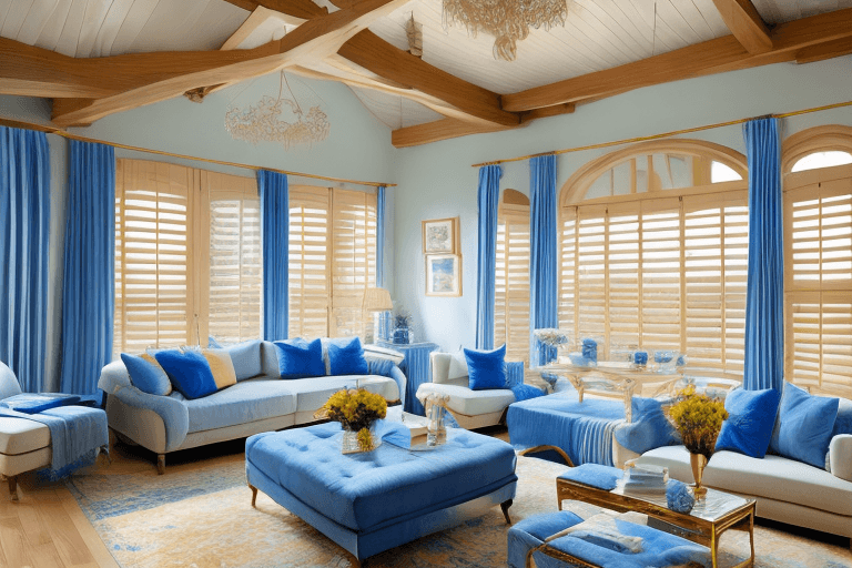 AI generated: high resolution photography interior design, dreamy living room, elegant room, natural light, wooden...