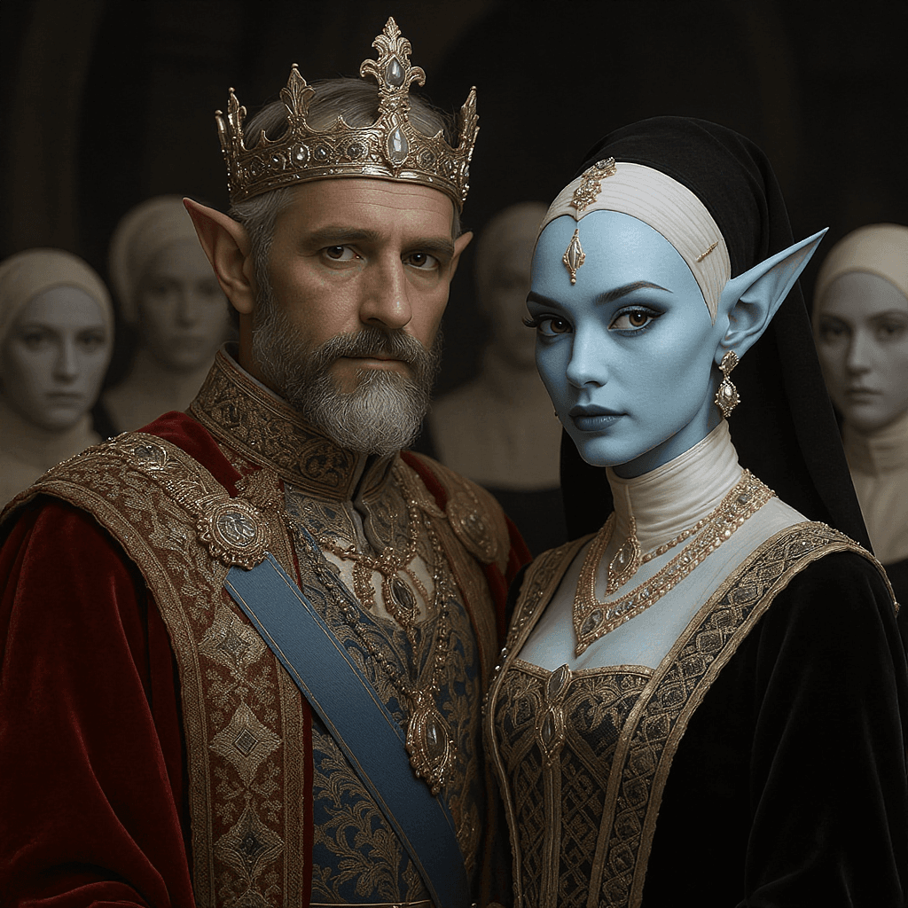 AI generated:  Image is a high-resolution close up hyper realistic digital artwork depicting royal elite couple wi...
