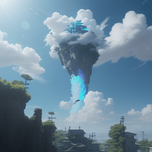 AI generated: very detailed, unreal engine, octane render, Blue sky at midday with intense sunlight with summer ir...