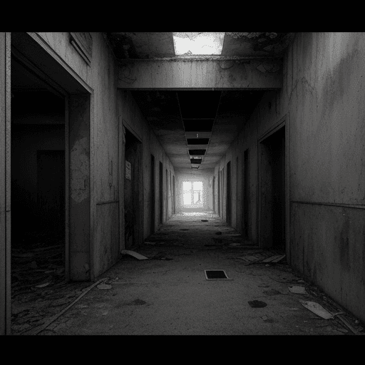 AI generated: Monochrome Street Photo Abandoned place, cinematic perspective. 