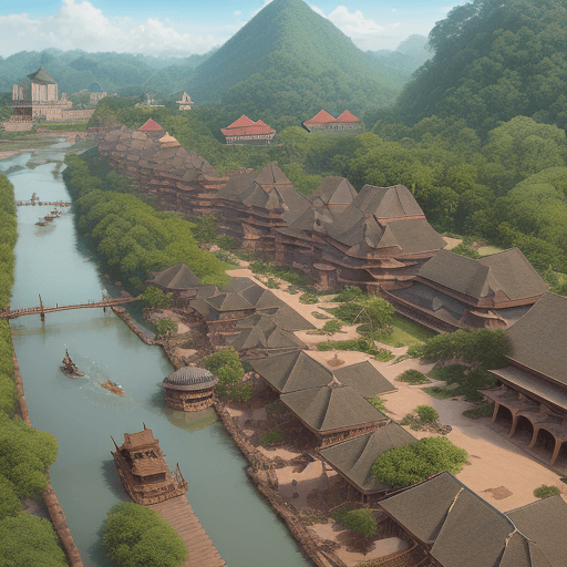 AI generated: A Big Dinosaur carry carts, and Small Dinosaur carts, Kingdom of Old Malaya, Malay Sultanate Palace ...