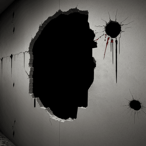 AI generated: wall with Bullet holes,black scratches،bloody drops on wall