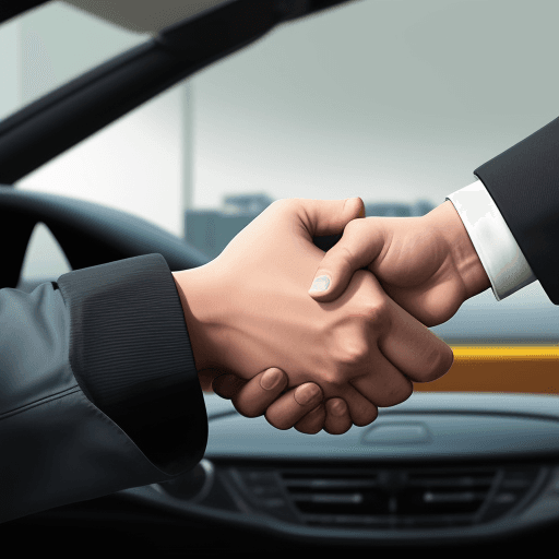 AI generated: Both drivers shake hands and decide to continue together