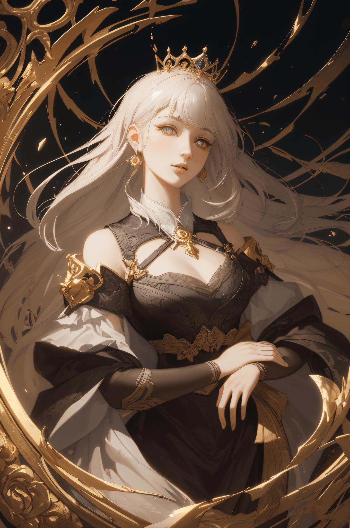 AI generated: ((gorgeous princess)), (with long flowing white hair), (bright and beautiful eyes), trending on Art ...