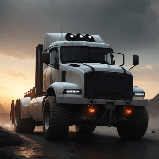 AI generated: Photo of a ultra realistic radical super truck prototipo of futur, cross river, dramatic light, pale...