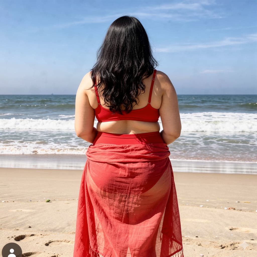 AI generated: Get her in the smallest see through bikini possible 