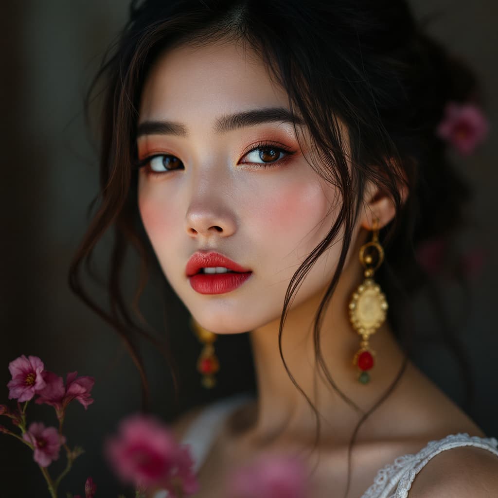 AI generated: Strikingly beautiful Asian woman.