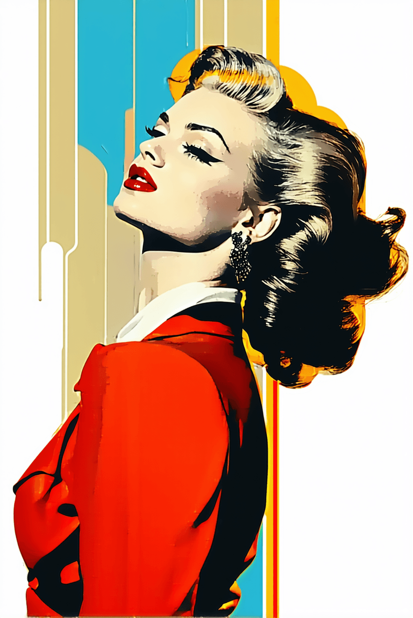 AI generated: illustration reflecting ;female ;alluring posture, new pop art mixed with art deco art, realism styl...