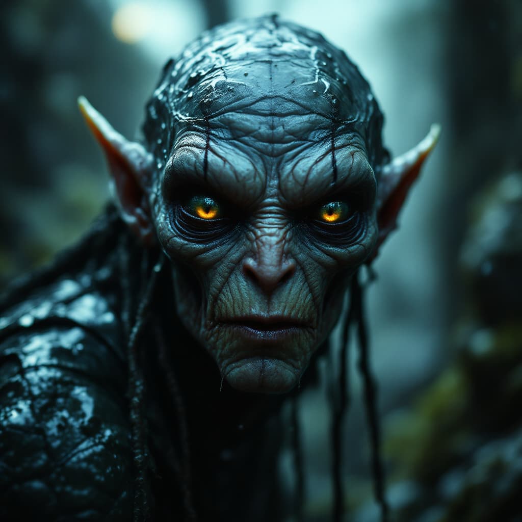 AI generated: glamour shot of Gollum, Lord of rings, John Tolkien, morbide, dark, very detailed, rendered in octan...