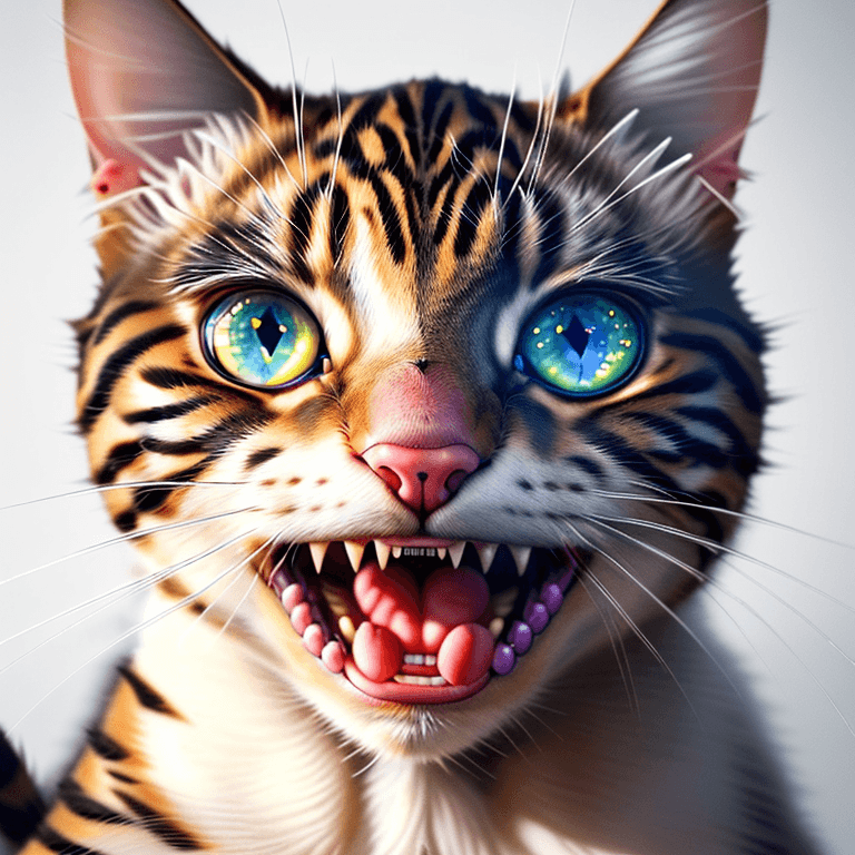 AI generated: (hyperrealism : 1. 4), (award winning: 1. 4) (masterpiece photo: 1. 4) BREAK 
a beatiful cat open mo...
