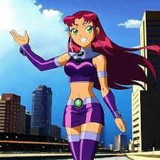 AI generated: Starfire, best quality, anime, sunset background, smile, waving