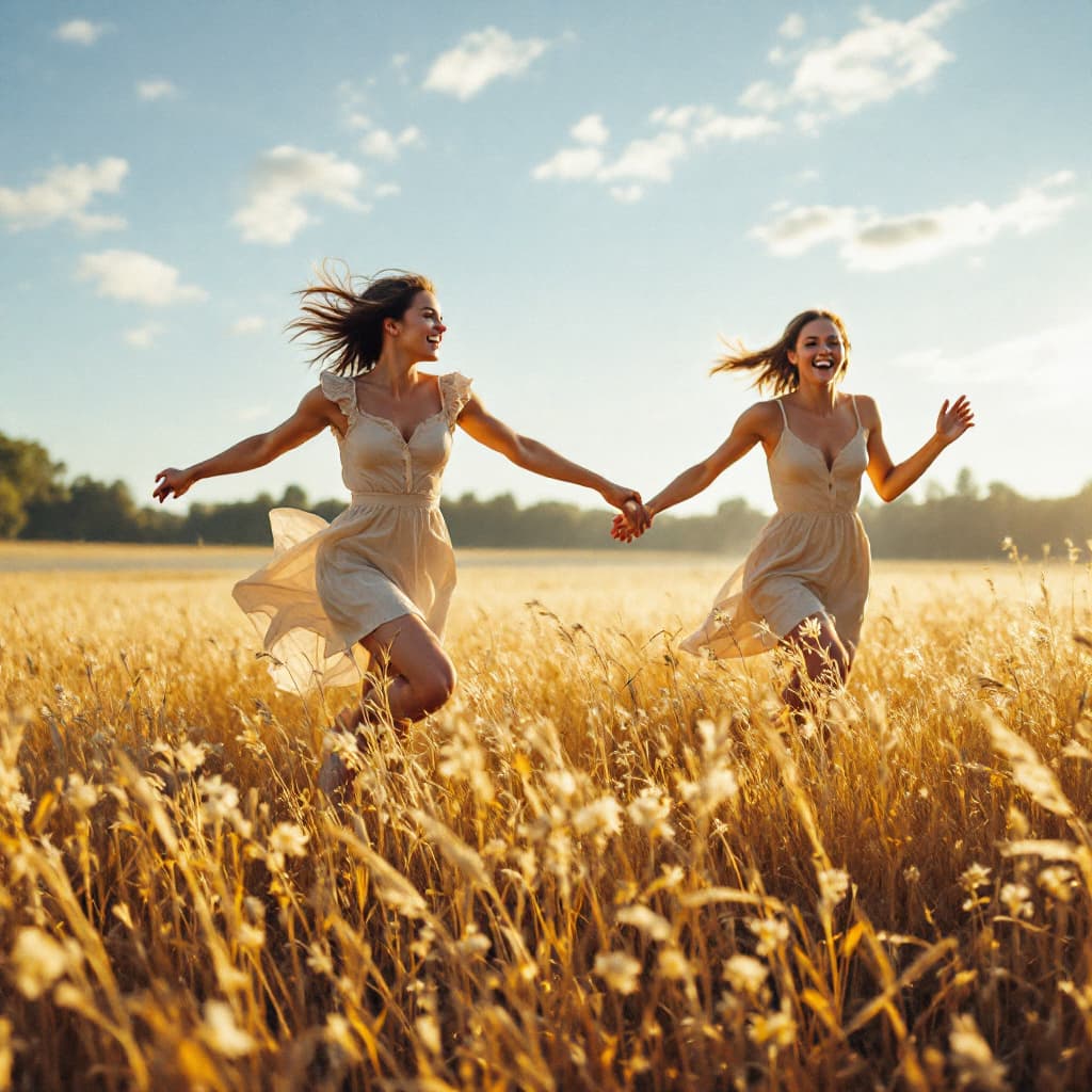 AI generated: young women,morning running in the field