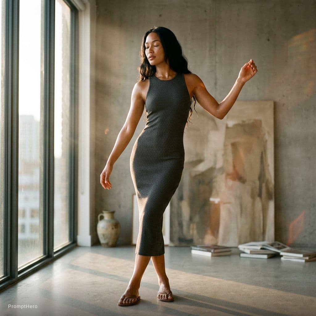 AI generated: A breathtaking modern fine-art photograph of a statuesque 27-year-old woman with sleek jet-black hai...