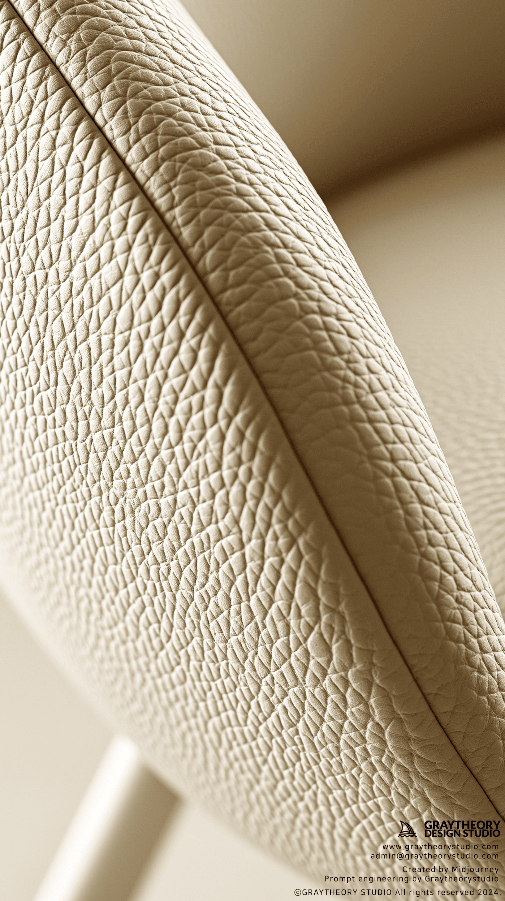 AI generated: minimalistic chair, white studio setting, a Hasselblad X1D II 50C 90mm lens, texture and fine stitch...