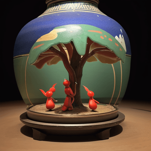 AI generated: a 4k photo of a classical greek vase in the "red-figure pottery" style sitting in a museum depicting...