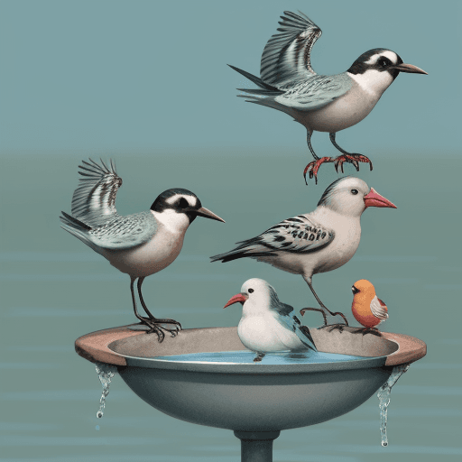 AI generated: birds drinking water


