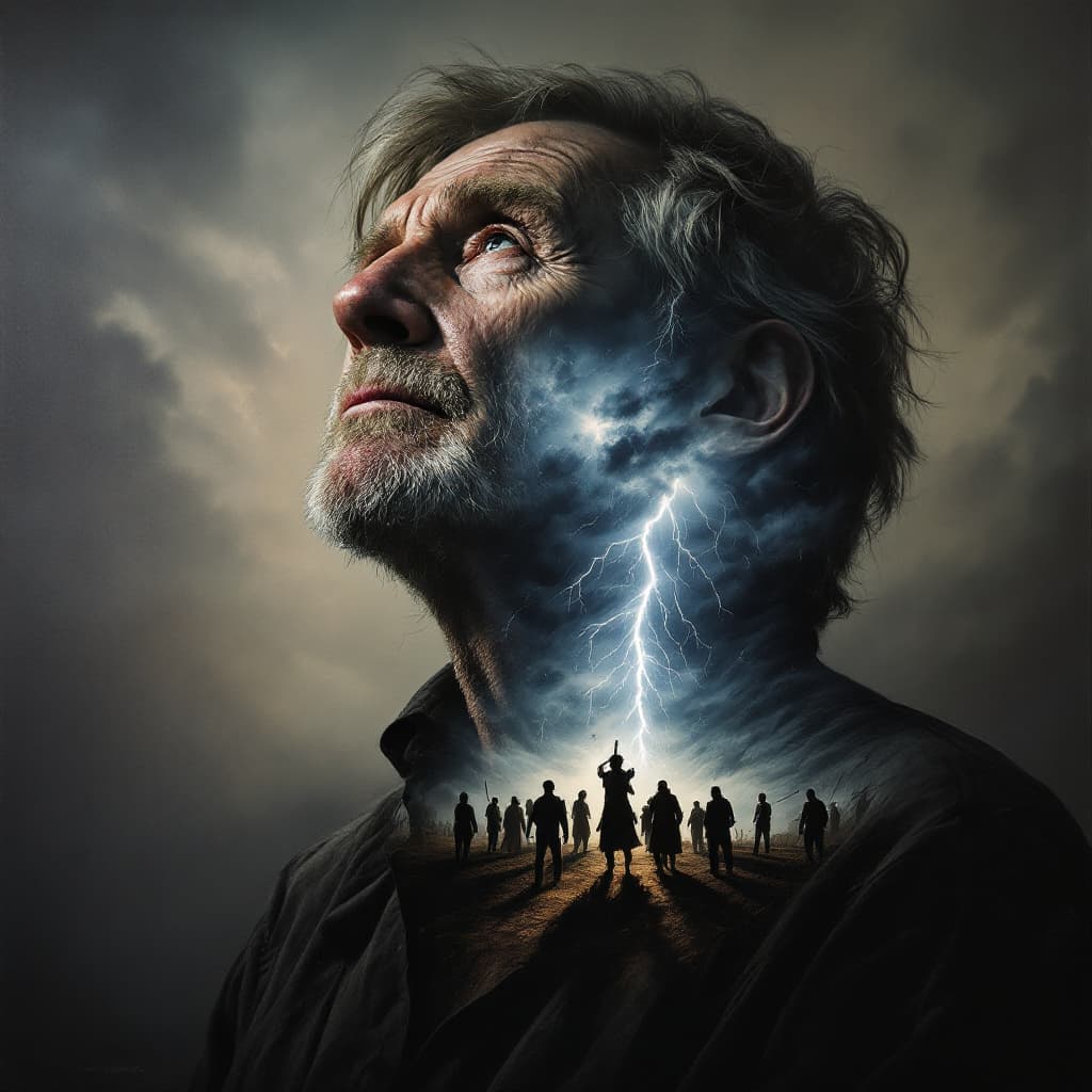 AI generated: A masterful double-exposure oil painting blending realism with metaphysical symbolism, inspired by S...