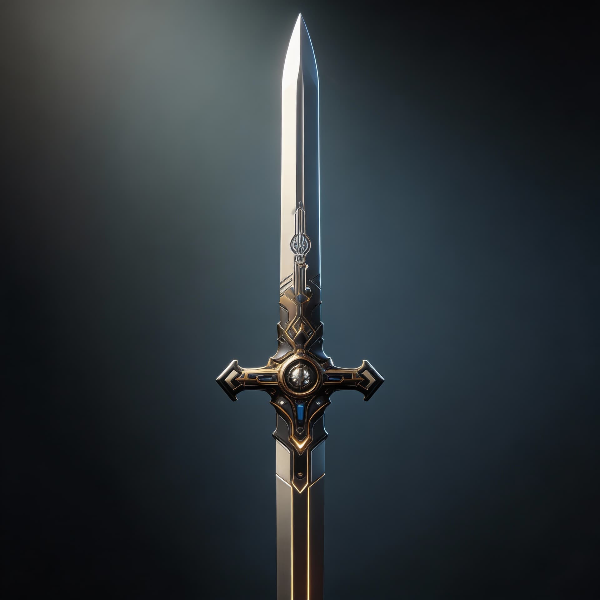 AI generated: Focus on the swords and give a display to showcase the sword's beauty. Show it from tip to hilt from...