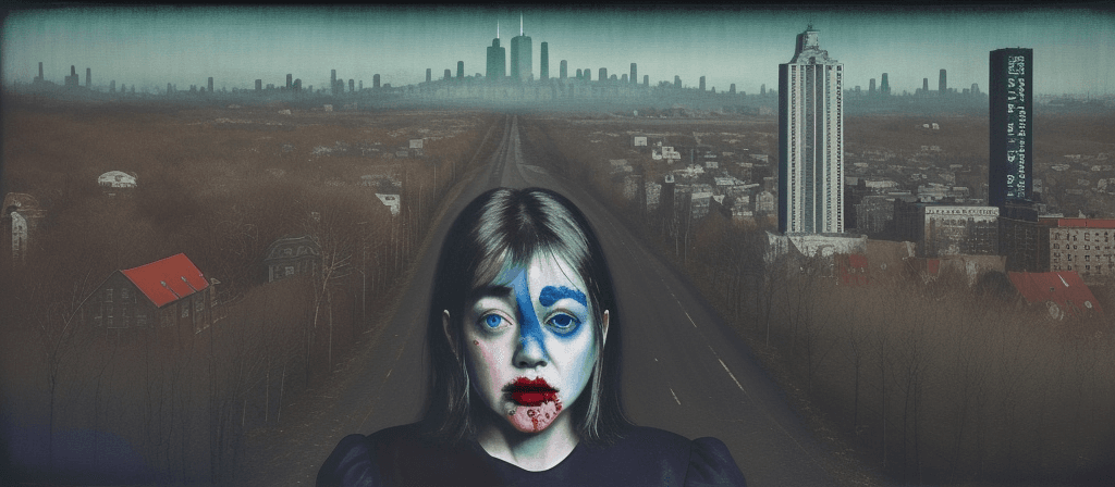 AI generated: horror landscapes and cityscapes impressionistic ist art style folk art in an impressionistic style ...