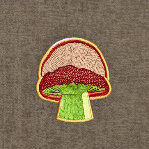 AI generated: Hyper realistic embroidered mushroom identification and foraging merit badge design for professional...