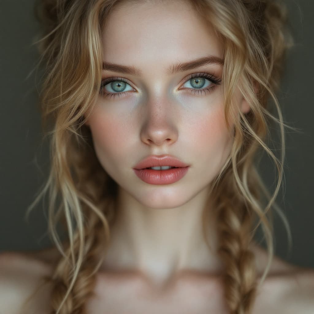 AI generated: white skin blonde with skinny hot face