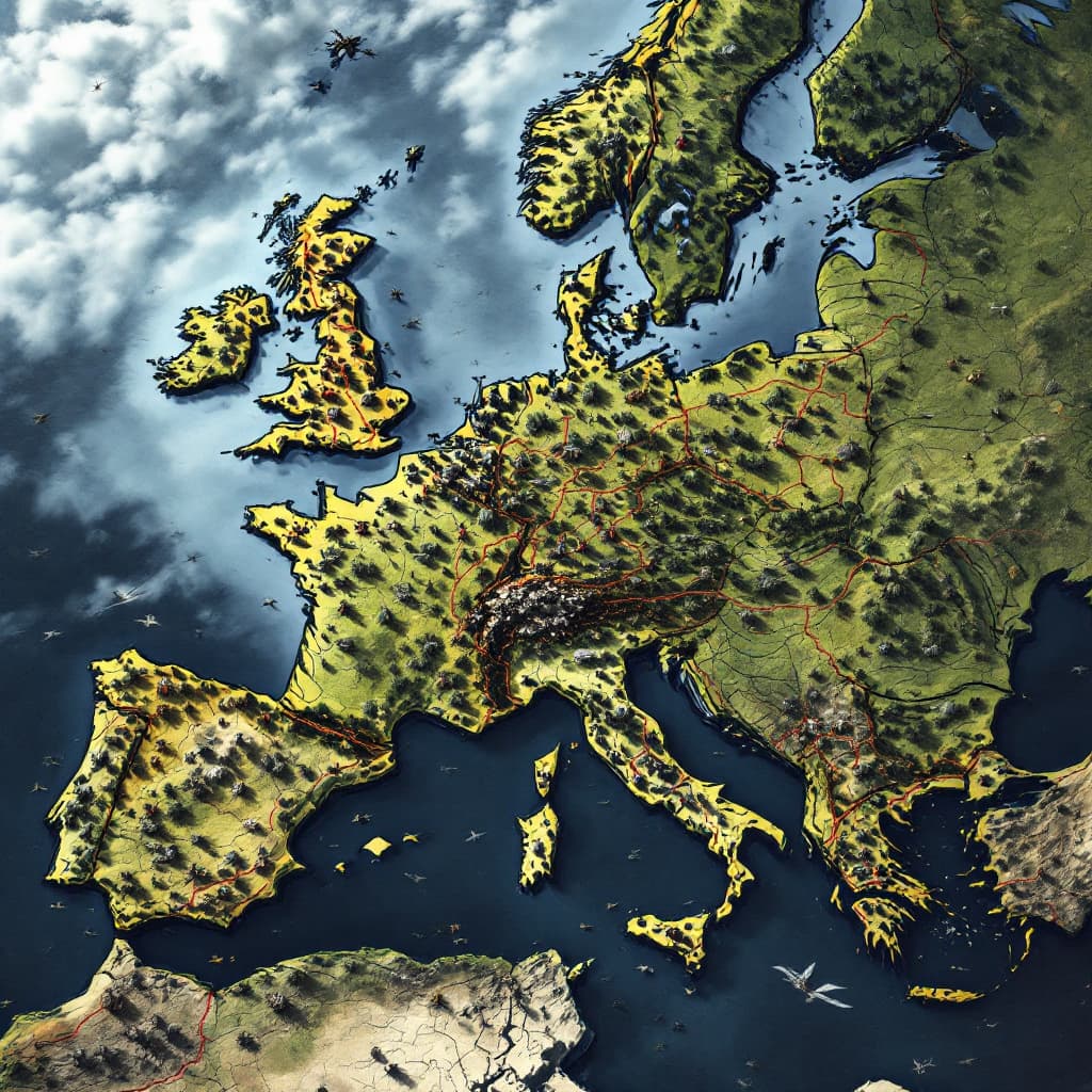 AI generated: ww2 battle strategy map in Europe and more realistic zoomed into france into a battle field
