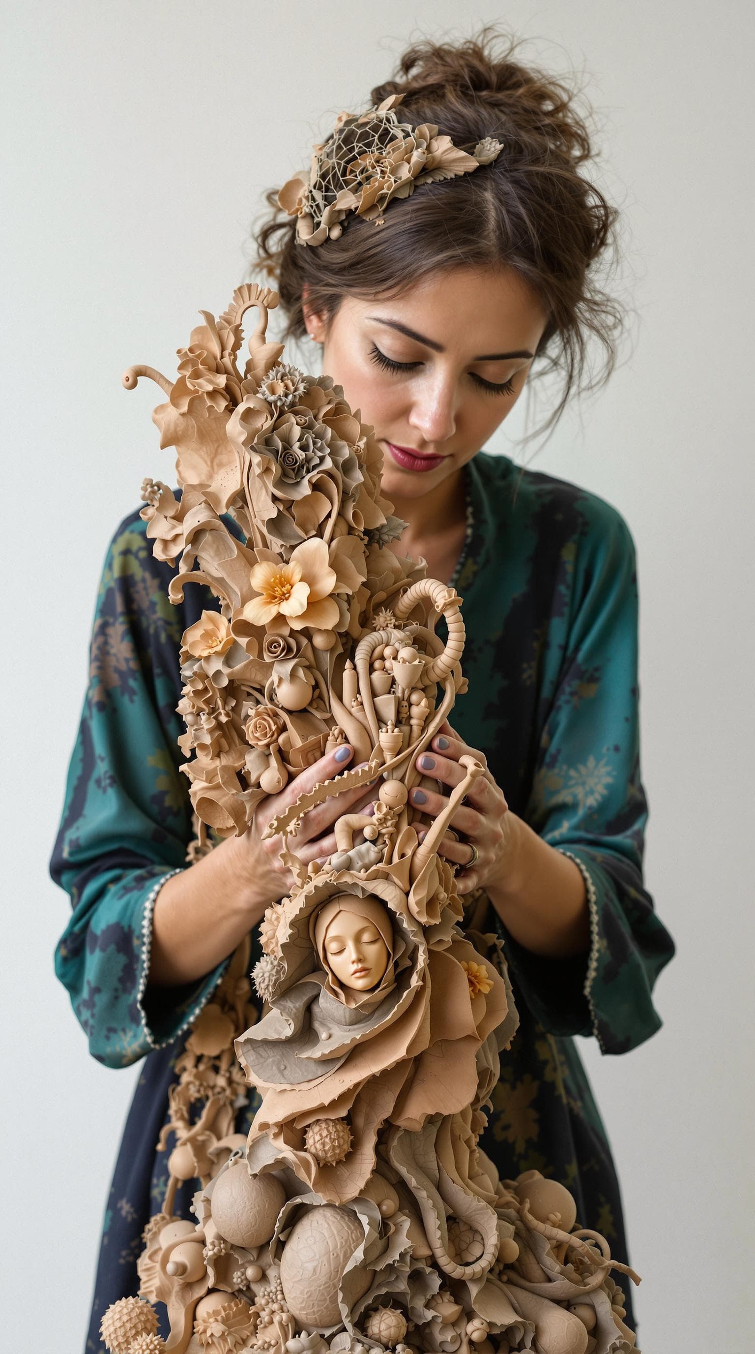 AI generated: A skilled artisan, her dress absorbing the colors of the materials she works with, her hands shaping...