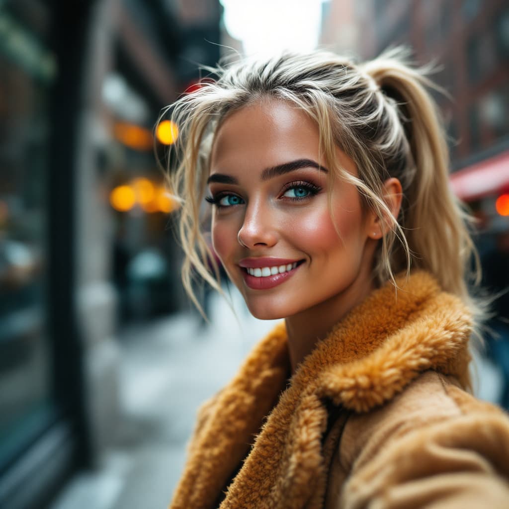 AI generated: Embark on a dynamic and fashionable journey as our supermodel, donned with a stylish blonde ponytail...