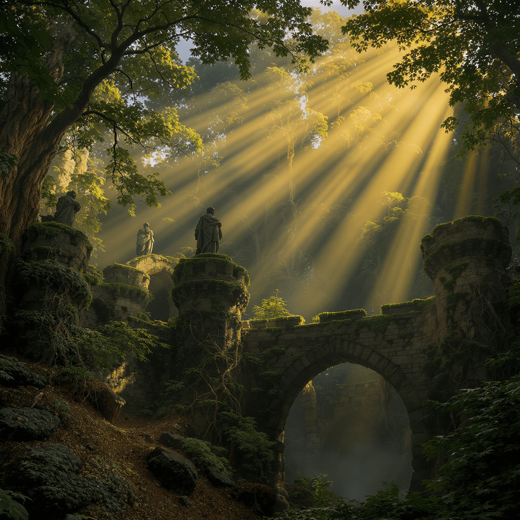 AI generated: "An enormous medieval fortress built in a circular formation deep in an ancient forest. The castle w...