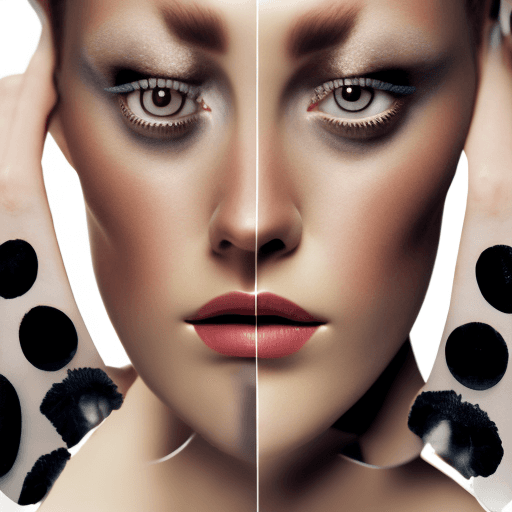 AI generated: High Fashion symmetrical close up portrait shoot, editorial photography