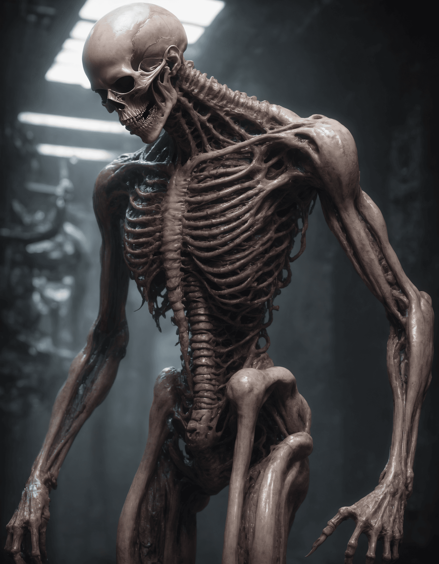 AI generated: concept art concept art, rendered in unreal engine 5, (intimidating design), biomechanical humanoid,...