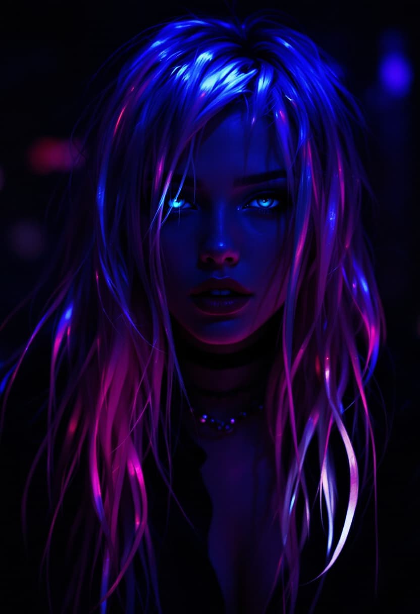 AI generated: Create an anime style girl of cyberpunk rock Music woman listen twilight,Create an anime style girl ...