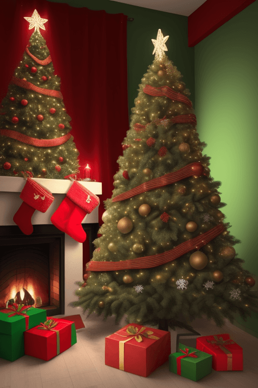 AI generated: imagen de navidad de color verde y rojo
