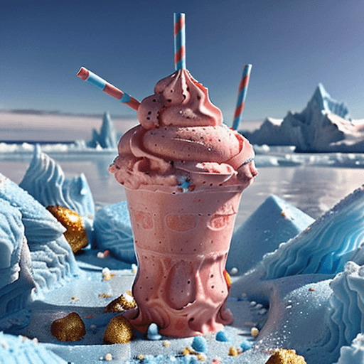 AI generated: macro photograph of a delicious stawberry milkshake ice cream looking like a alegorical glaciers lan...