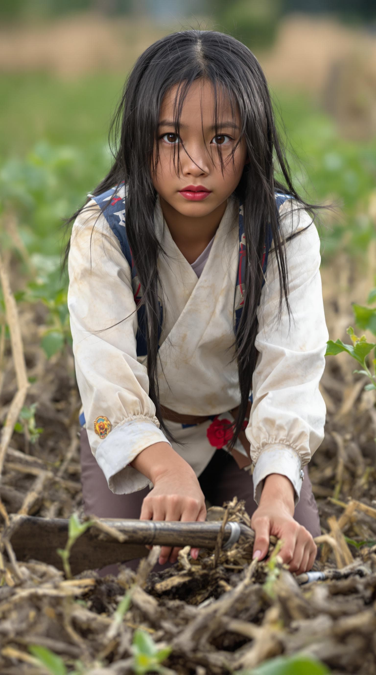 AI generated: a professional photo of a seven year Vietnamese girl,(futuristic),(masterpiece), (realistic), (perfe...