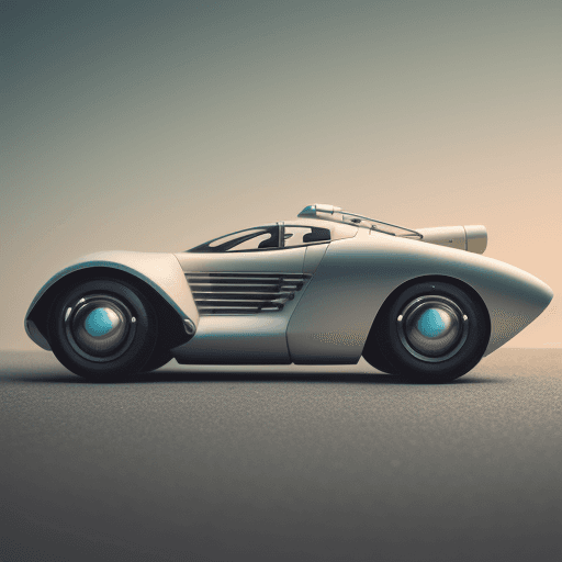 AI generated: a closeup of a retrofuturistic sportscar, from side view, unsplash